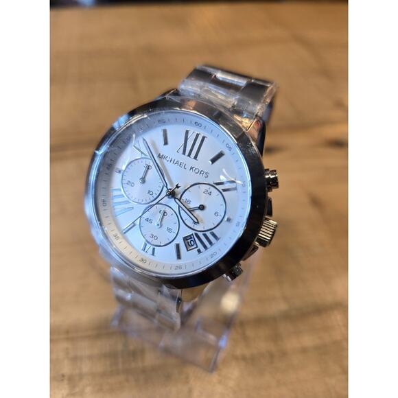 Michael Kors Silver and White Women's Watch - Picture 7 of 9